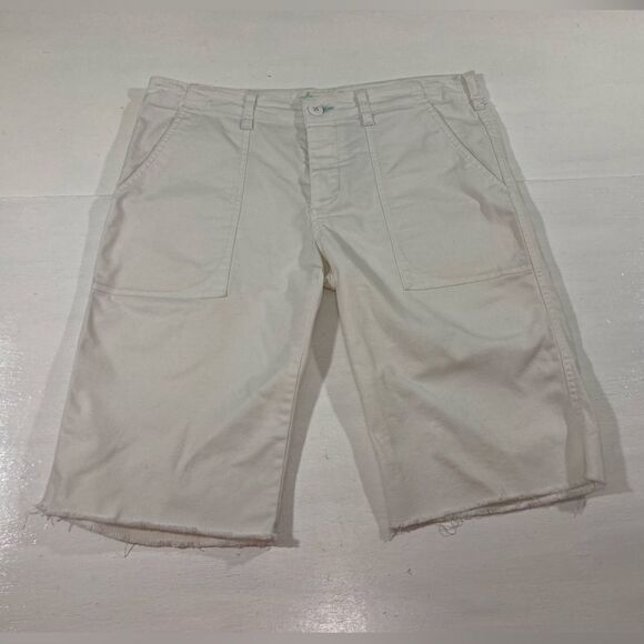Y2K American Eagle Shorts Women’s 8 White Bermuda Cut Off Canvas Casual - Picture 2 of 10